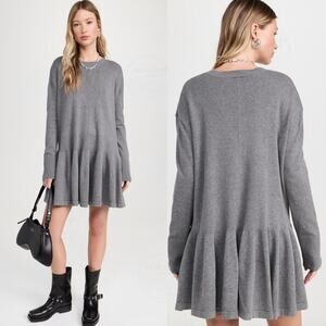 Free People Time On My Side Sweater Mini Dress | Dark Heather Gray S, NWT